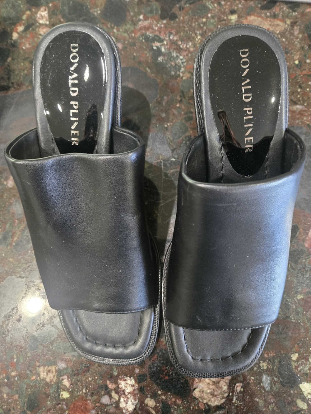 Donald J. Pliner Black Leather Slide Sandals